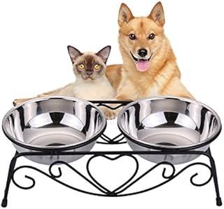 VIVIKO Pet Feeder for Dog Cat Stainless Steel Food and Water Bowls with Iron Stand