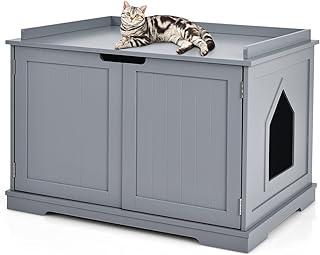 Cat Litter Box Enclosure in Tangkula (Grey)