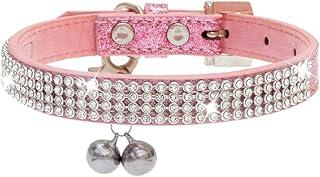 PUPTECK Basic Adjustable Cat Collar with Bling Diamante and Double Bells