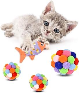 TUSATIY Cat Toy Balls Set Colorful Soft Fuzzy