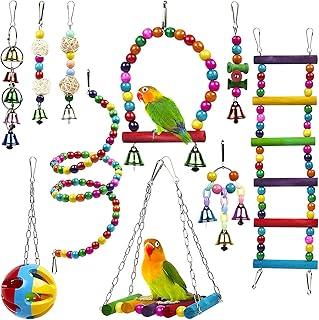 Colourful Pet Bird Toys with Wooden Hanging Stand