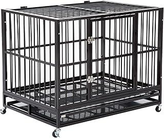 Heavy Duty Dog Cage Folding Kennel with Double Doors