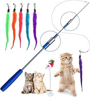 Retractable Cat Toys Wand with 5 Piece Tear-Refill