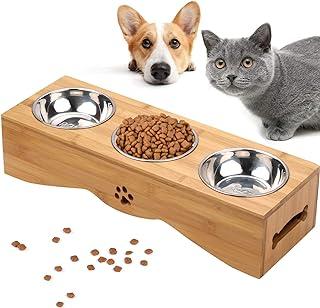 Stainless Steel Three Bowls Pet Feeder pet food bowl for cats