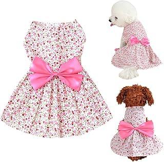 Brocarp Dog Dress – Puppy Floral princess dresses, Bowknot Tutu Skirting