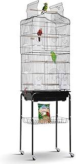 HCY Open Top Standing Bird Cage 64 Inch with Rolling Stand for Parrots