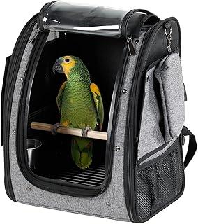 Petsfit Bird Carrier Medium Size with Stainless Steel Bowl, Parrot Backpack Includes Slide Tray for Easy Cleaning