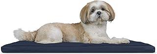 Furhaven Two-Tone Crate or Kennel Dog Bed Pad, Blue and Poppy
