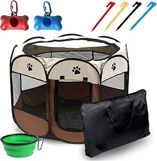 DREAM&GLAMOUR Portable Foldable Pet Playpen with 4 Ground Nail