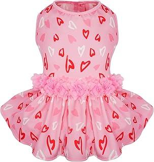 KYEESE Pink Dog Valentine’s Day Dress with Flowers