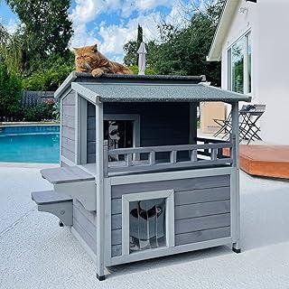 Aivituvin 2 Story Cat House Enclosure with Large Balcony