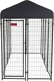 Lucky Dog Stay Series Black Powder Coat Steel Frame Canopy Roof and Single Gate Door