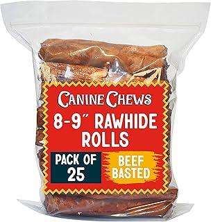 Canine Chews 8-9″ Beef Basted Thick Rawhide Retriever Roll