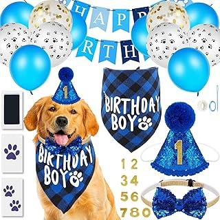 Dog Birthday Party Supplies, Balloon Banner and Imprint Cards with 0-8 Figures