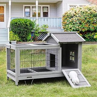 Aivituvin Indoor Rabbit Cage Outdoor Bunny Hute with Removable Wire Floor