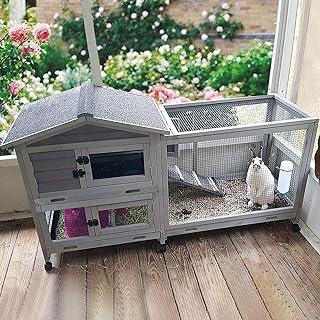 Aivituvin Rabbit Cage with Casters Waterproof Roof, 62″